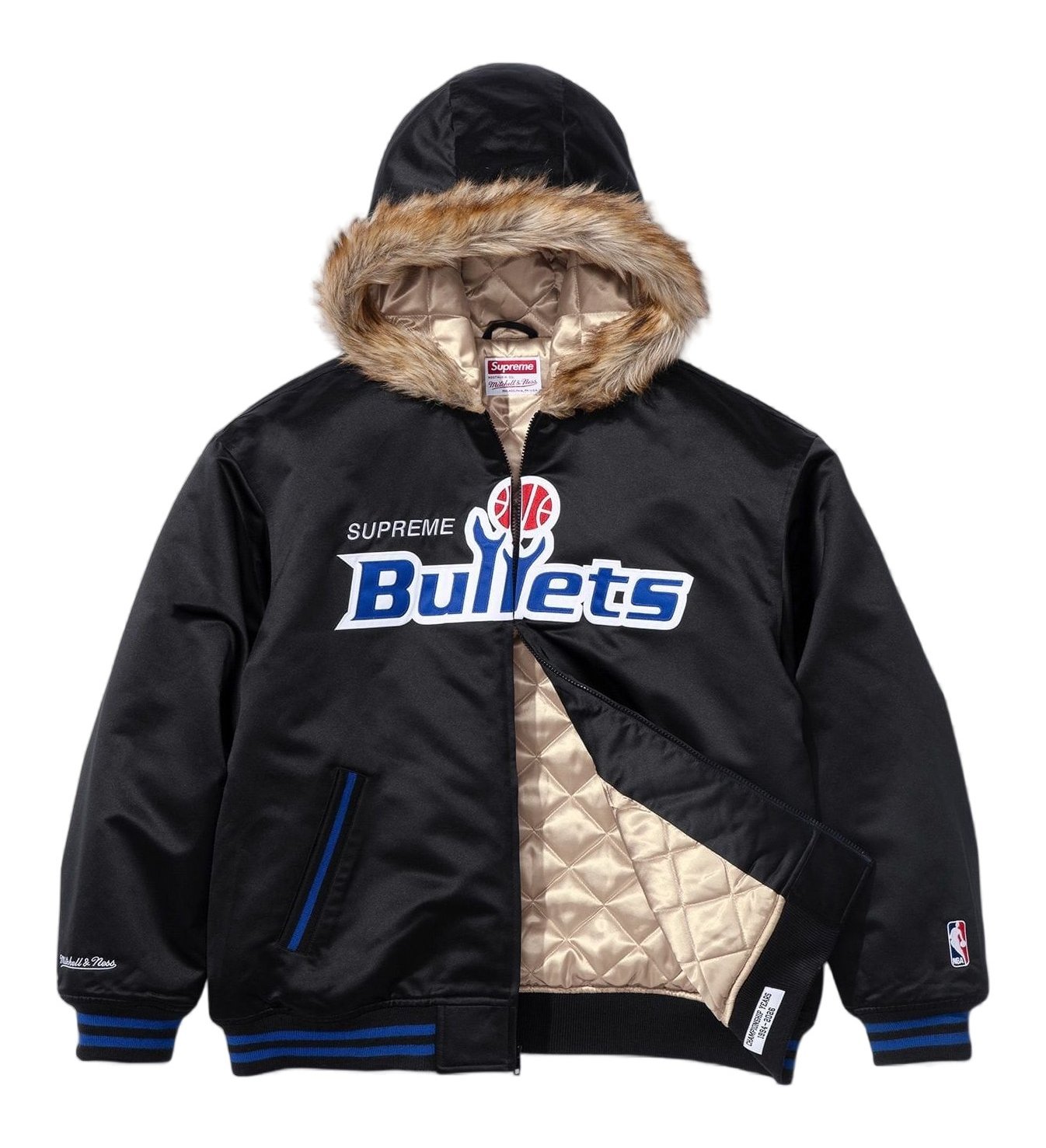 Supreme®/Mitchell & Ness® Teams Hooded Satin Varsity Jacket view 10